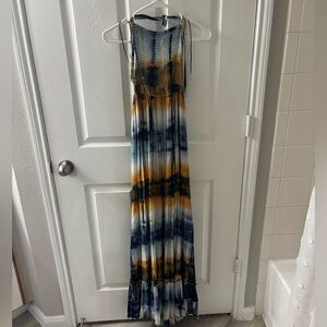 Striped Maxi Dress in Blue and Yellow